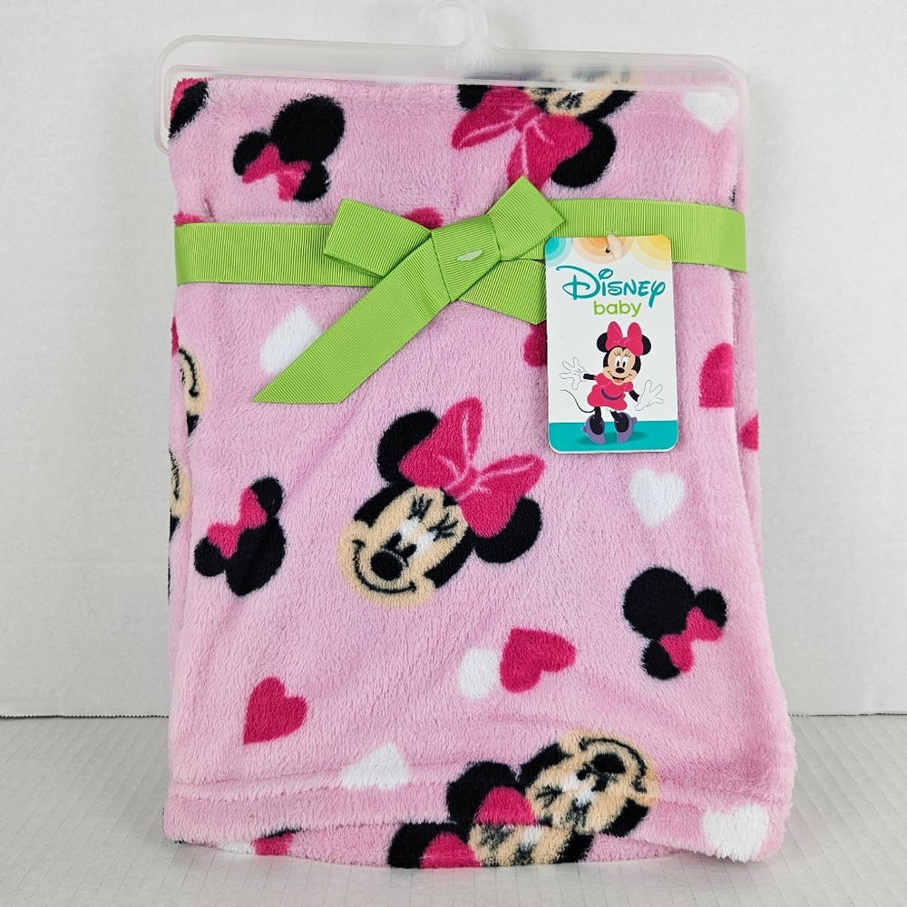 Disney Baby Soft & Plush French Fiber Pink Minnie Mouse & Hearts Blanket